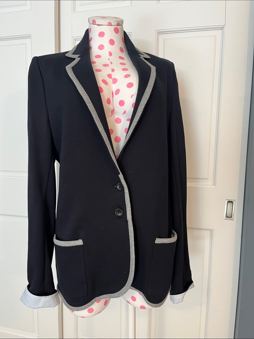 Mango Black Blazer with Gray Trim
